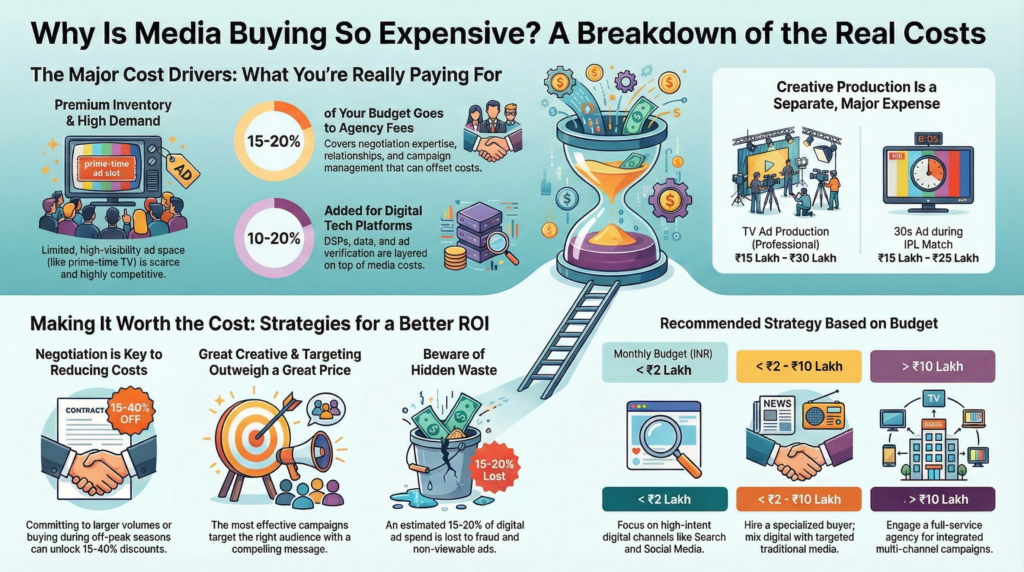 What is Media Buying? The Fundamentals Explained

Media buying is the process of purchasing advertising space across various media channels&mdash;television, radio, digital platforms, print publications, outdoor billboards, and more&mdash;to reach your target audience with promotional messages. According to Investopedia's marketing definition, it's distinct from media planning, which determines where and when to advertise.

At its core, media buying involves:

Negotiating rates with media owners or platforms

Purchasing ad inventory (space or time slots)

Optimizing placements for maximum reach and frequency

Tracking performance and adjusting campaigns

Managing budgets across multiple channels

Think of media buying as the execution phase of advertising strategy. While media planning answers "where should we advertise?", media buying answers "how do we get the best placements at the best rates?"